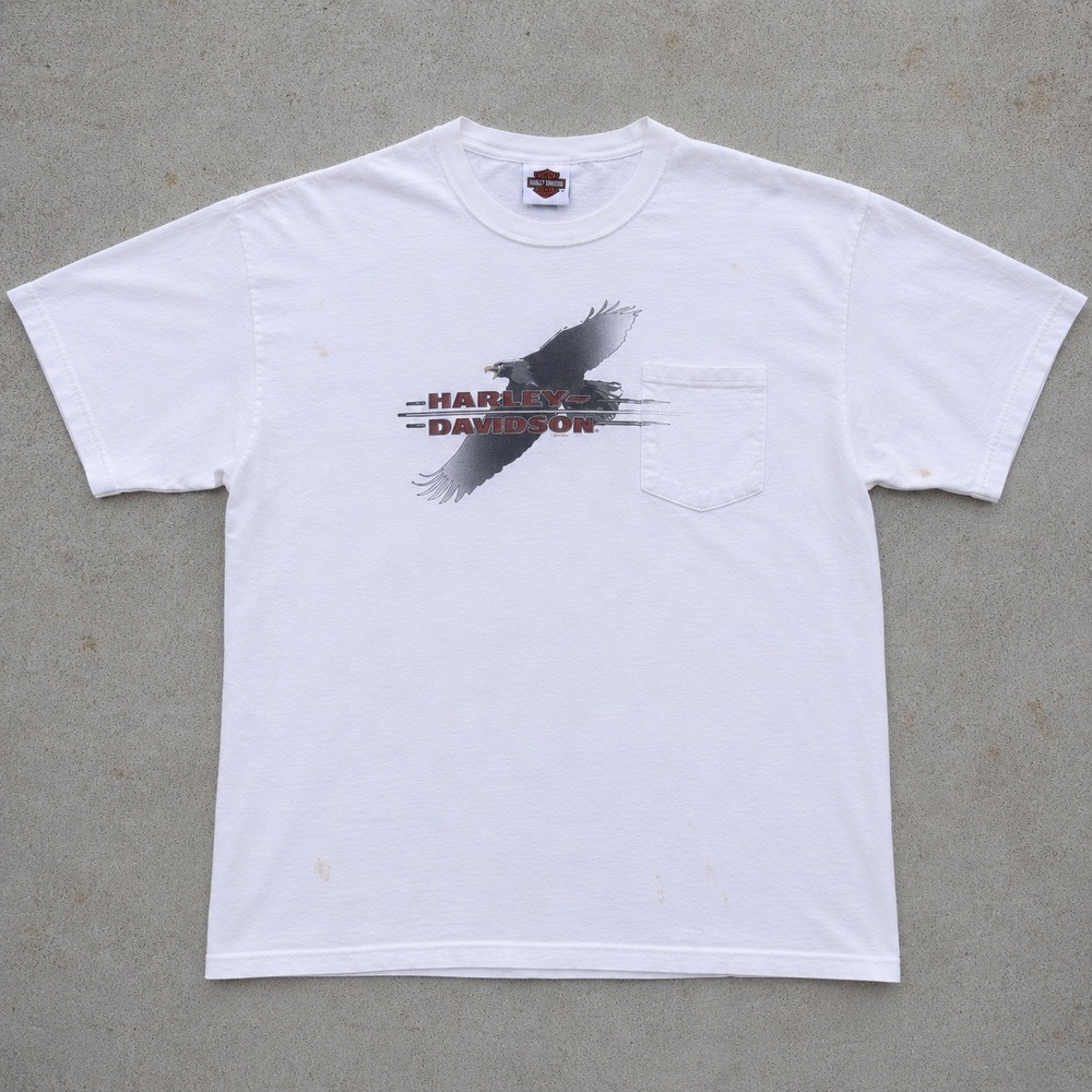 Harley Davidson Voodoo New Orleans Eagle Pocket T-Shirt Mens XL White y2k USA